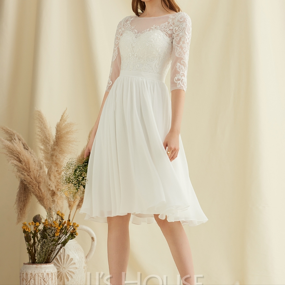 JJs House Midi Wedding Dress, size 16, Ivory